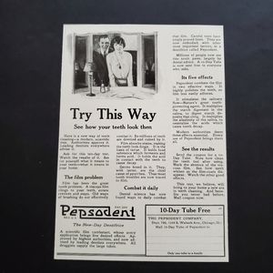 Pepsodent Original Print Magazine Advertisement From 1921.  The Pepsodent Co.